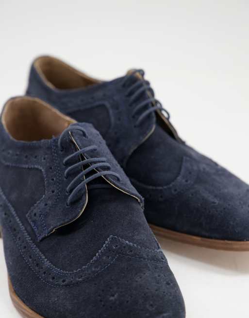 Topman Collins Schnurschuhe aus echtem Wildleder in Marineblau ASOS