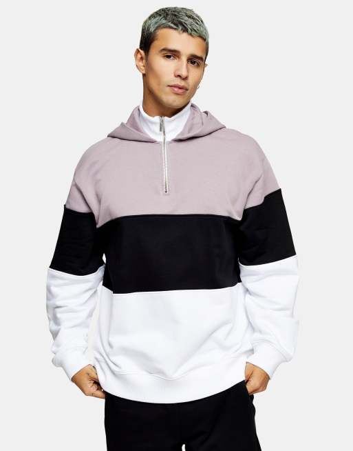 Loose color block half cheap zip sweatshirt