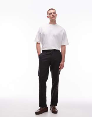 compact cotton tapered pants in black