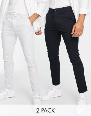 Topman 2 pack skinny chino trousers in black and grey - ASOS Price Checker