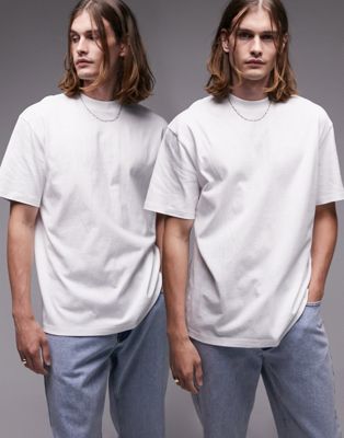 Topman 2 pack oversized fit t-shirt in white - ASOS Price Checker