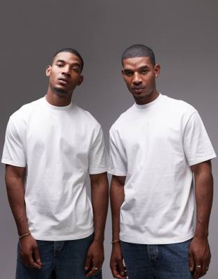 Topman 2 pack oversized fit t-shirt in white - ASOS Price Checker