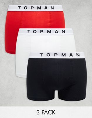 Topman 3 pack trunks in black, white and red - ASOS Price Checker