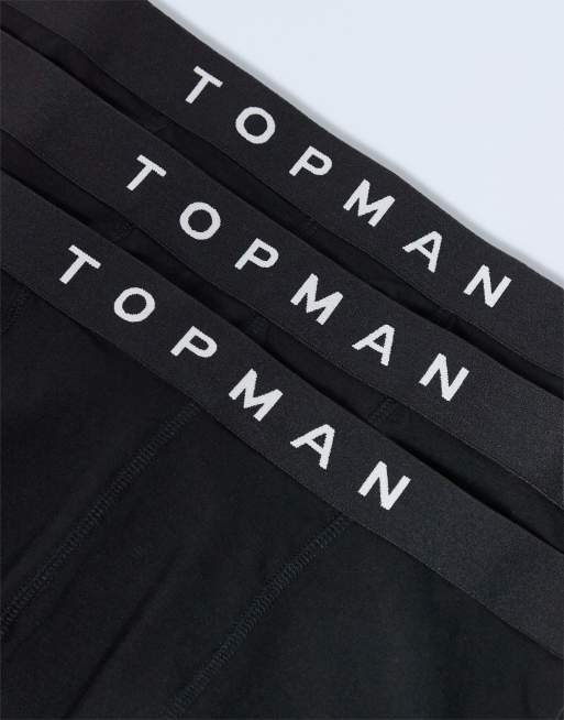 Topman - Confezione da 3 boxer aderenti neri con fascia in vita nera, 2 di 3