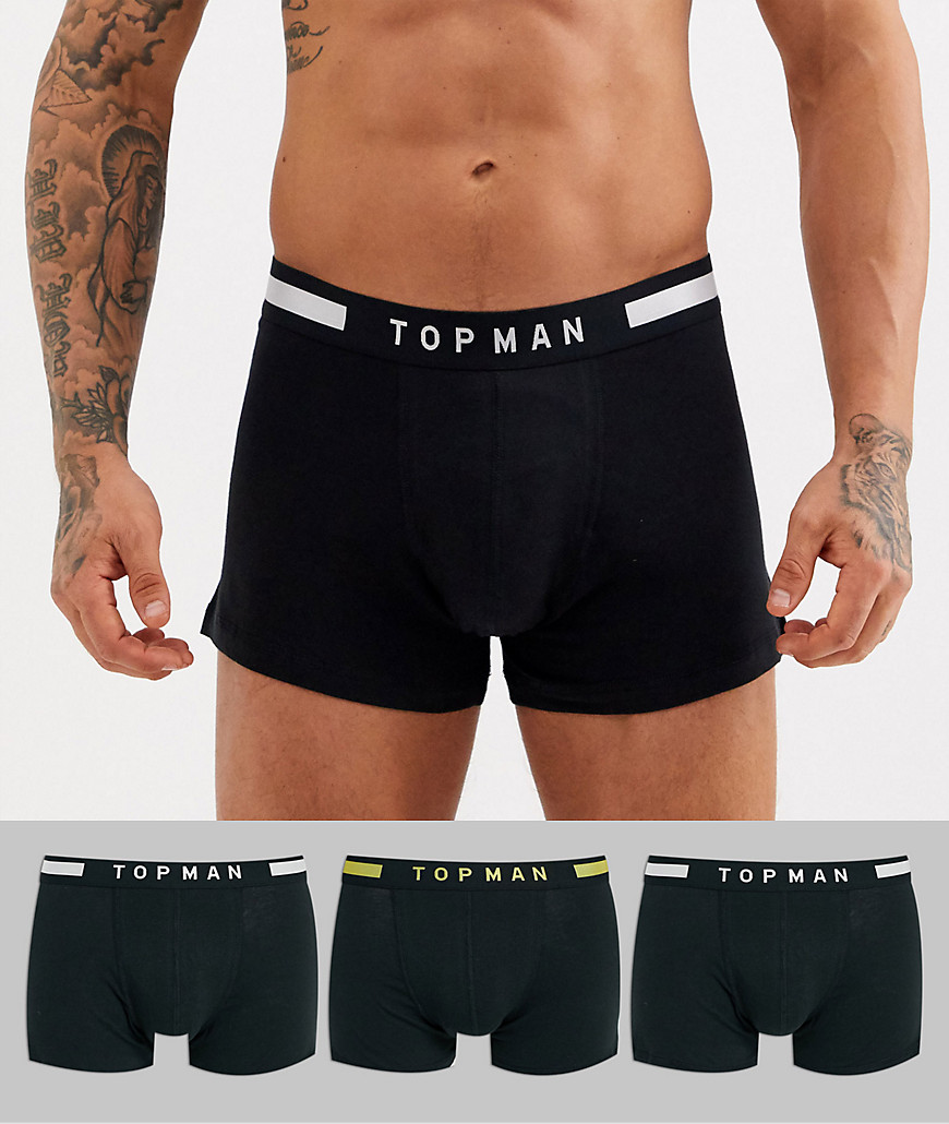 Topman - Confezione da 3 boxer aderenti neri con logo oro