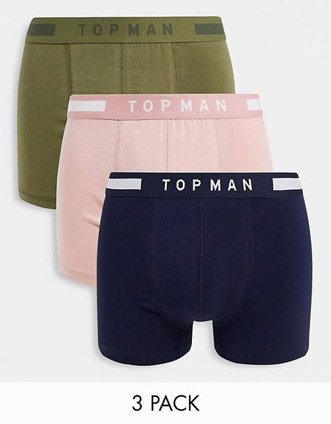 Asos Uomo Abbigliamento Intimo Boxer shorts Boxer shorts aderenti Confezione da 3 boxer aderenti rosa kaki e blu navy 