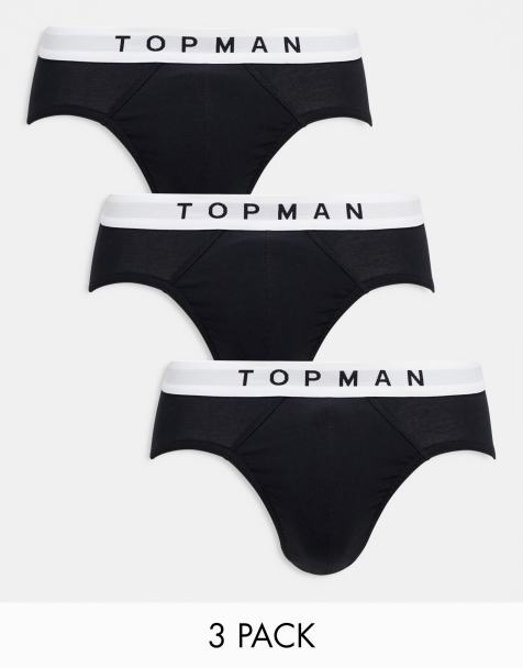 Topman - Confezione da 3 slip neri con fascia in vita bianca - view 1