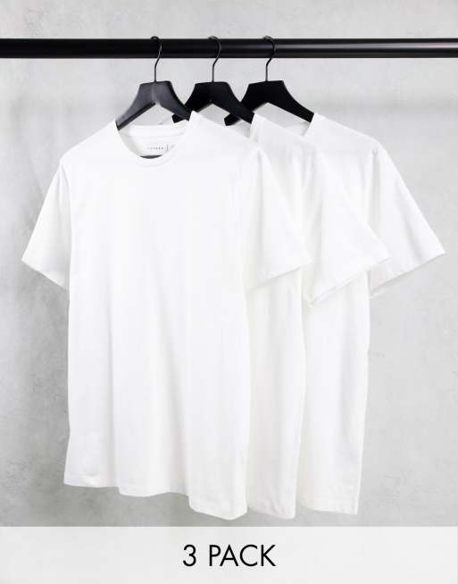 Topman - Confezione da 3 t-shirt classiche in cotone bianche - WHITE