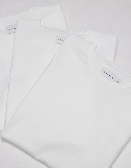 Topman - Confezione da 3 T-shirt regular fit bianche