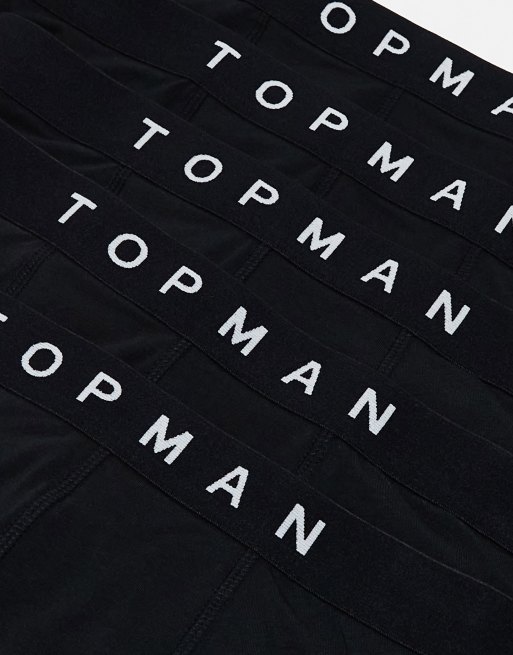Topman - Confezione da 5 boxer aderenti neri con fascia in vita nera, 3 di 4