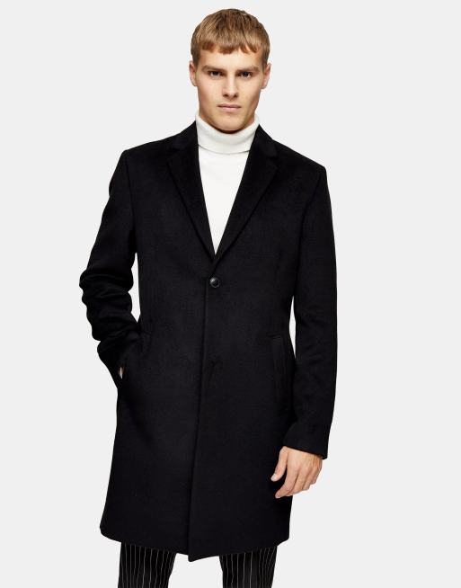 Topman considered classic fit coat in black | ASOS