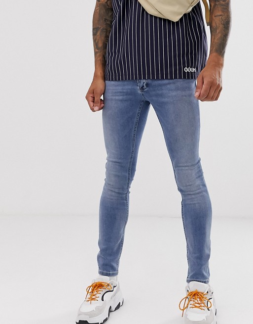 Topman cotton blend spray on jeans in light wash - MBLUE