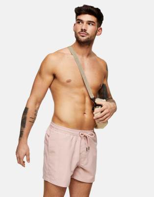 Topman Recycled Polyester Swim Shorts In Pink ModeSens