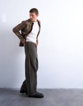 Topman cord baggy trouser in khaki