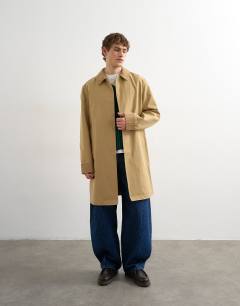 Cord collar mac in camel