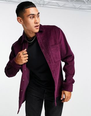 Topman cord shirt in purple