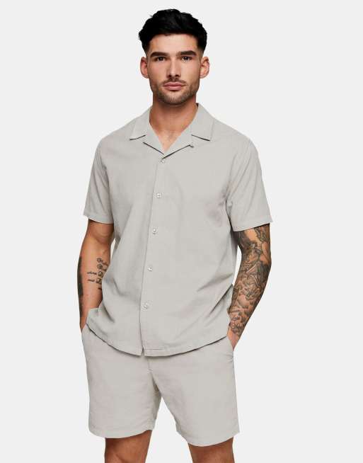 Topman – Cord-Shorts in Grau mit engem Schnitt