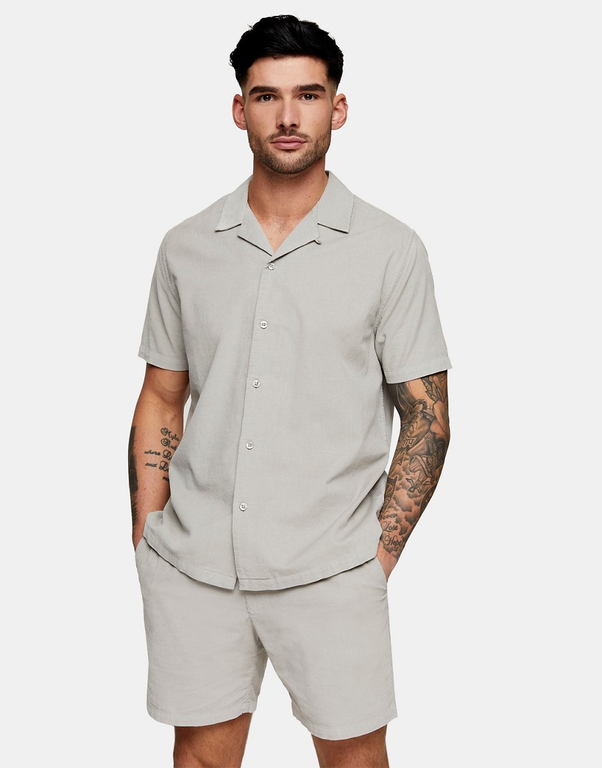 Topman Cord Shorts In Gray - Part Of A Set-grey