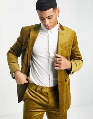 Topman cord super skinny suit jacket in olive - ASOS Price Checker
