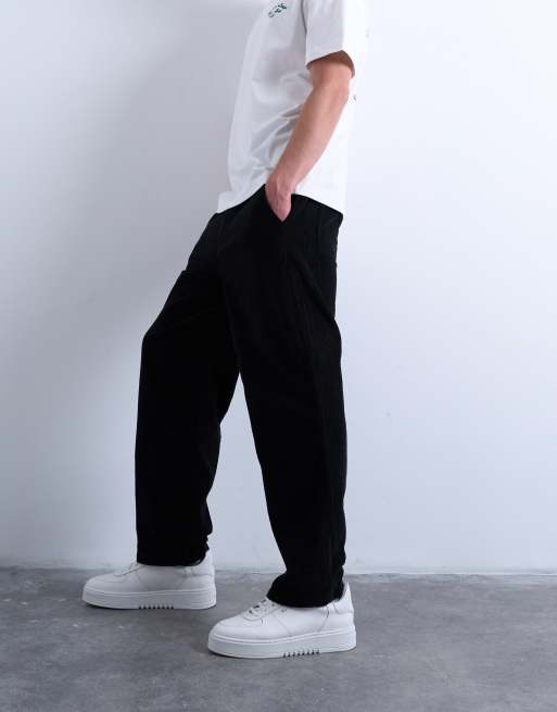 Topman cord taper leg pants in black, 3 of 5