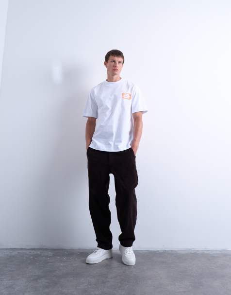 Topman cord taper leg pants in brown - view 1