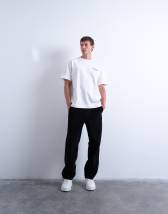 Topman cord taper leg trousers in black