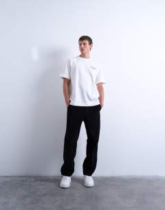 Cord taper leg trousers in black
