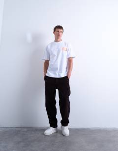 Cord taper leg trousers in brown