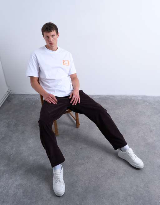 Topman cord taper leg trousers in brown, 2 of 5
