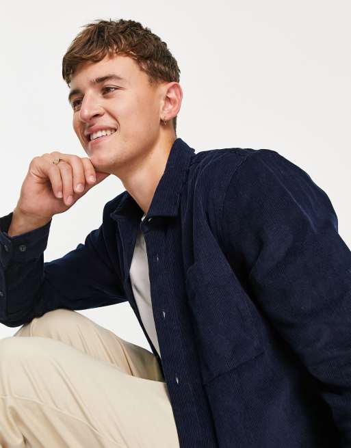 Topman – Cordhemd in Marineblau 