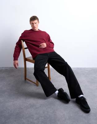 Topman Corduroy Baggy Pants In Black