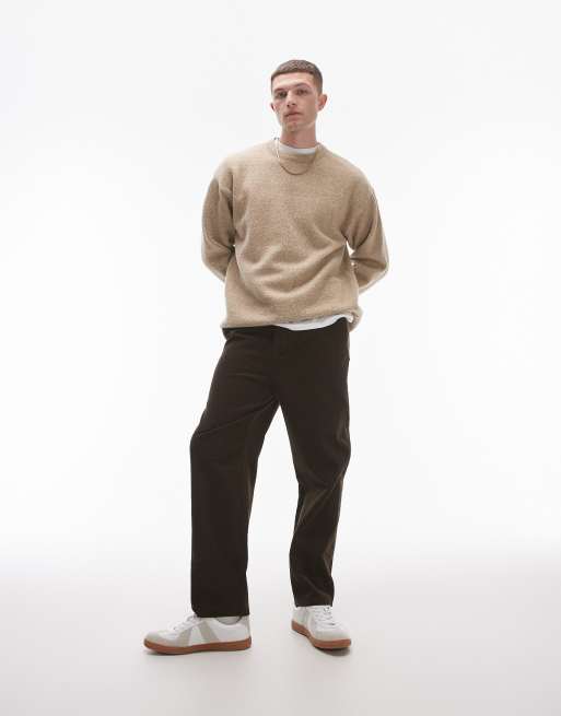 Topman - Corduroy broek met toelopende pijpen in bruin