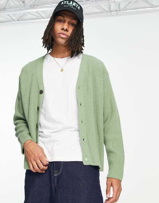 Green hot sale mens cardigan