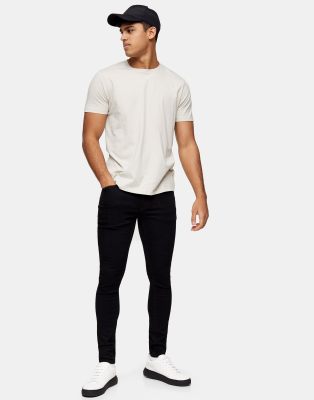 Topman cotton blend spray on jeans in black - BLACK - ASOS Price Checker