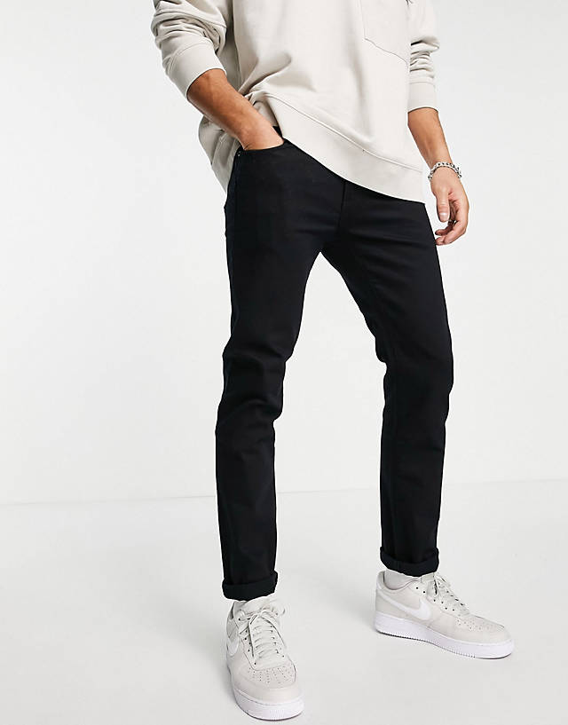 Topman - cotton blend stretch slim jeans in black