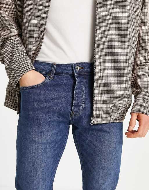 Topman cotton blend stretch slim jeans in mid wash - MBLUE, 3 of 4