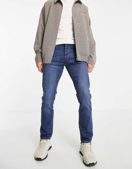 Topman cotton blend stretch slim jeans in mid wash - MBLUE, 4 of 4