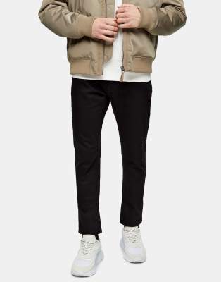 Topman Cotton Blend Stretch Slim Jeans In Stay Black
