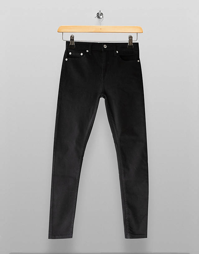 Topman - cotton blend super spray on jeans in black - black