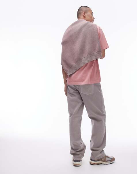 Topman cotton twill loose pants in stone - view 1