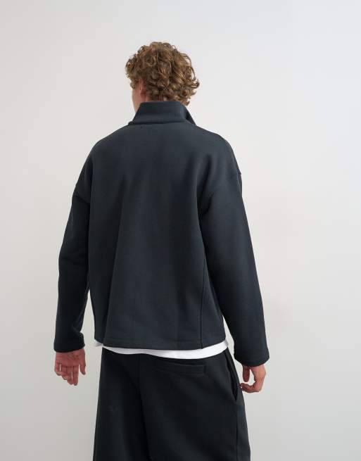 Topman coupe relaxed en matière épaisse à col cheminée zippé noir, 5 de 5