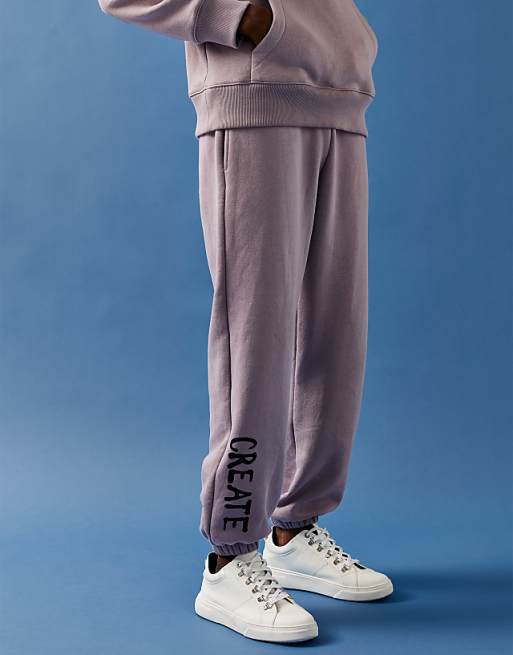 Topman 'Create' print sweatpants in lilac | ASOS