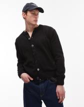 ASOS DESIGN super oversized boxy fit knit crew neck cardigan in navy