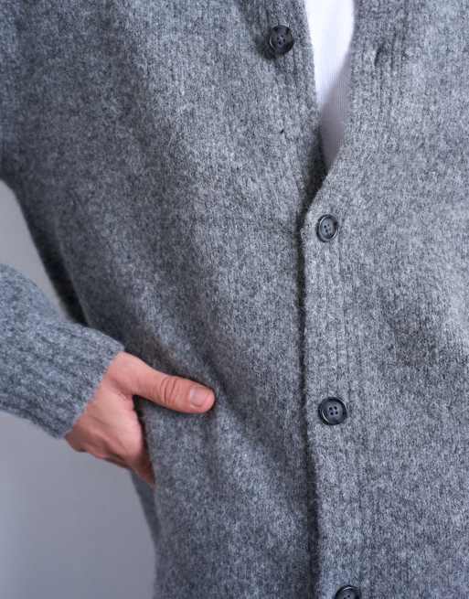 Topman crew neck cardigan in gray
