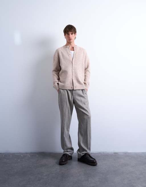 Topman crew neck cardigan in stone, 2 of 5