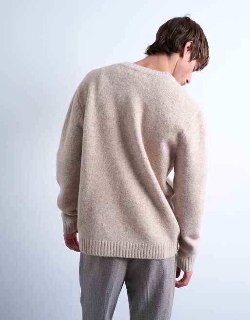 Topman crew neck cardigan in stone, 4 of 5