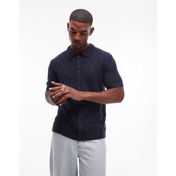 トップス THE SHISHIKUI Crochet / Navy Cipressi Crochet Knit Shirt - Navy