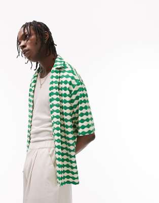 Topman crochet shirt in green and ecru | ASOS