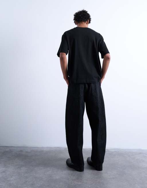 Topman oversized fit cropped T-shirt in black