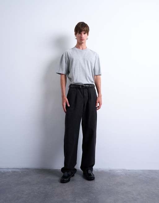 Topman crop fit T-shirt in gray heather